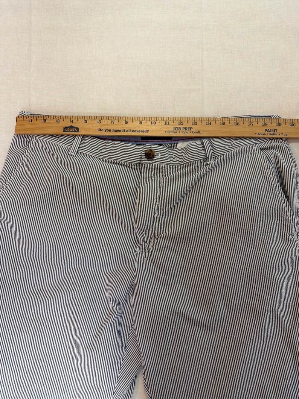 IZOD Men’s Blue White Striped Seersucker Pants Straight Leg Flat Front - Picture 4 of 10